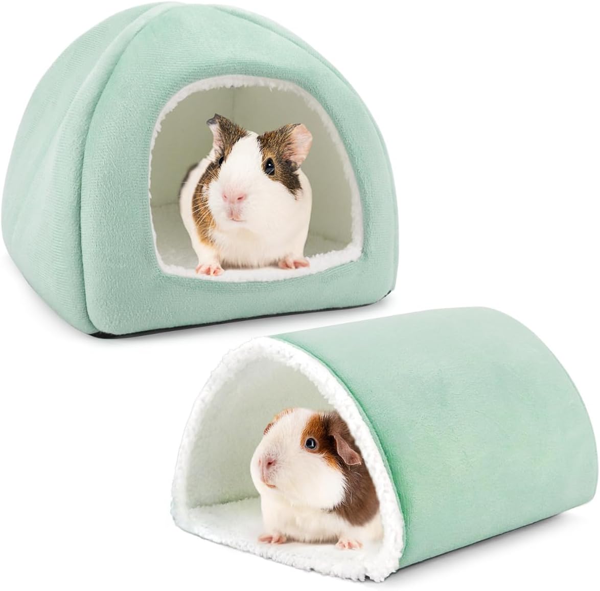 Guinea Pig Hideout and Tunnel Set, Soft Plush Bed & Play Tunnel for Guinea Pigs, Rabbits, Ferrets