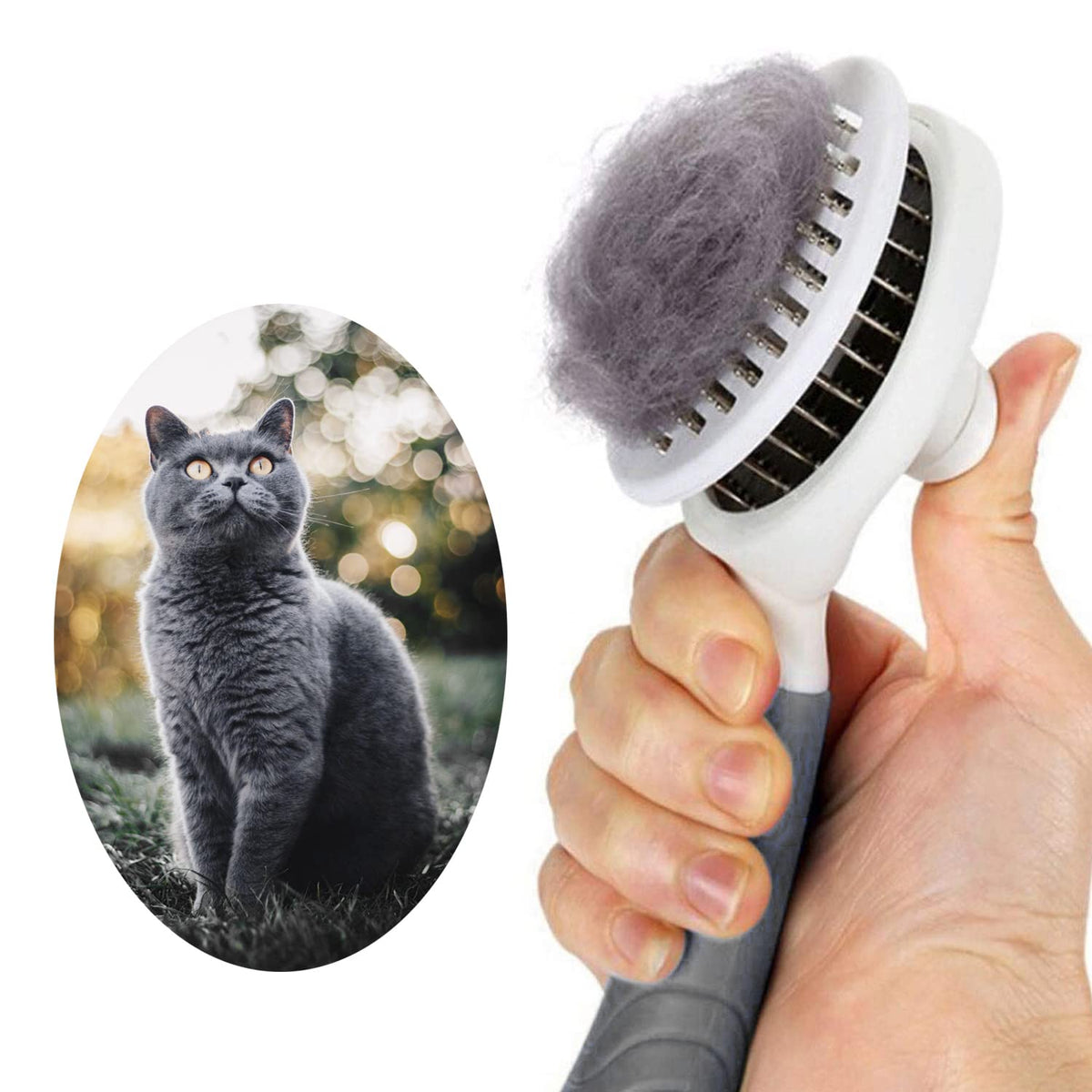Cat Self Cleaning Slicker Brush, Pets Skin Friendly Grooming Brushes for Shedding Dogs Cats Hair