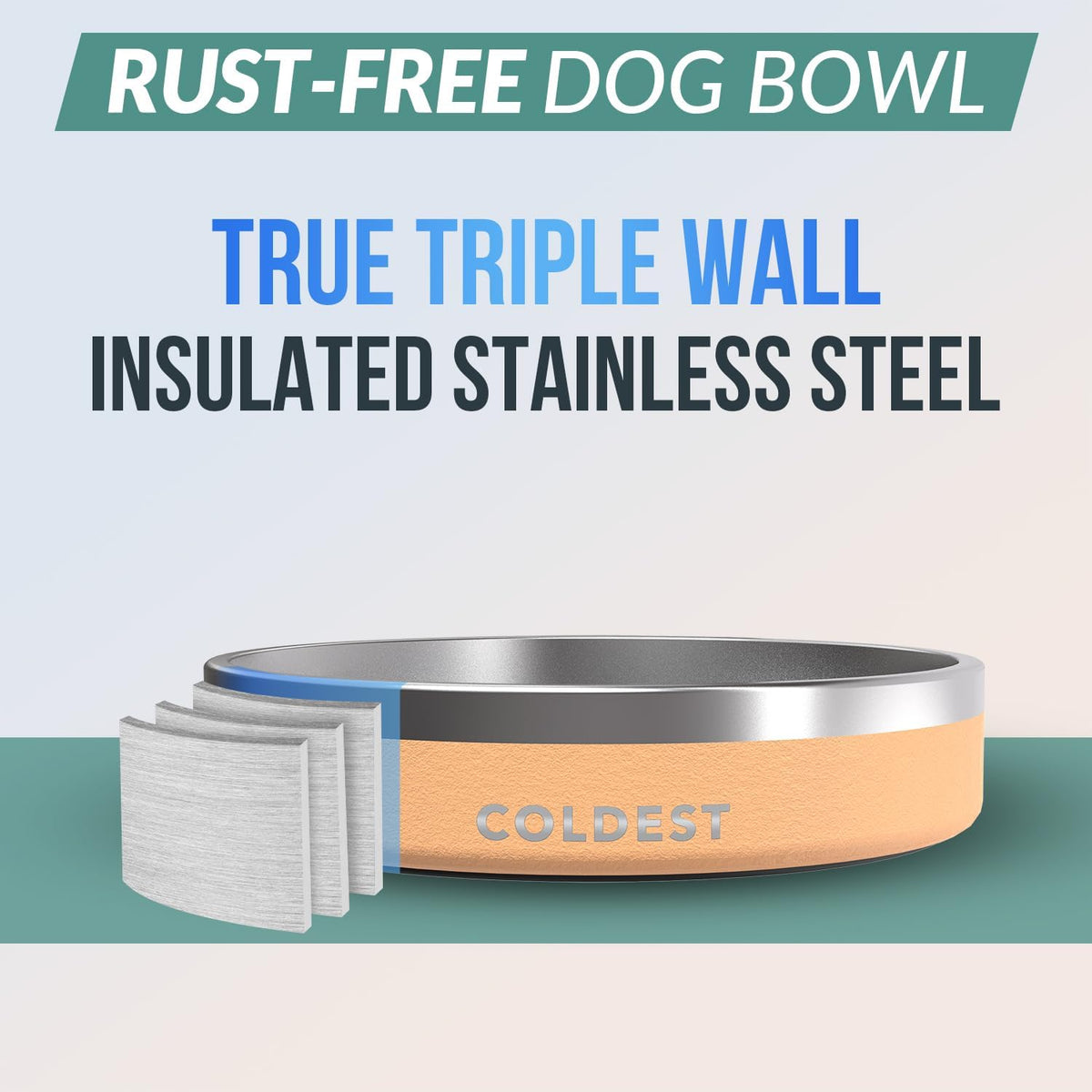 Coldest Dog Bowl - Anti Rust Metal, Non Slip, 3 Layers Insulated Stainless Steel Dog Bowls - Spill