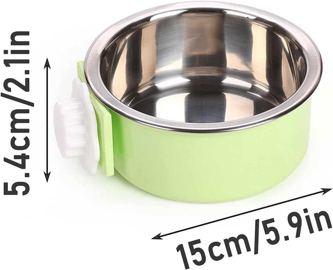 kathson Crate Dog Bowl, Removable Stainless Steel Hanging Pet Cage Bowl Food & Water Feeder Coop