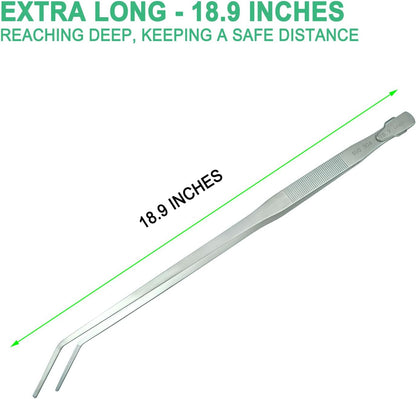 18.9 inch Aquarium Tweezers with Hanger, 2025 New Extra Long Feeding Tongs, Stainless Steel Large
