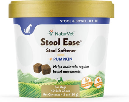 NaturVet – Stool Ease for Dogs – 40 Soft Chews – Helps Maintain Regular Bowel Movements – Enhanced
