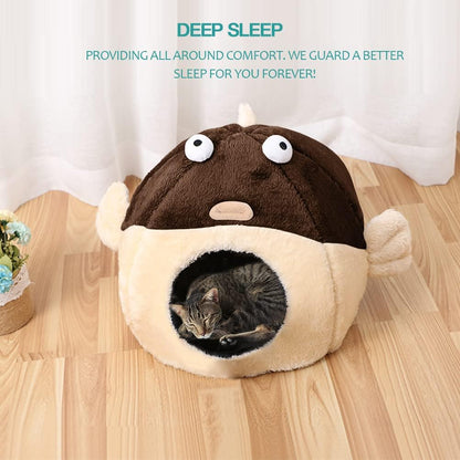 Cat Beds for Indoor Cats - Cat Bed Cave with Removable Washable Cushioned Pillow, Soft Plush