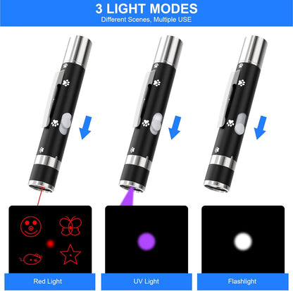 Cat Toys, 2 Pieces, USB Rechargeable Interactive Cat Mouse Toys, 3 Light Modes & 5 Adjustable