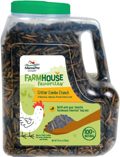 Manna Pro Farmhouse Favorites Critter Combo Crunch Bug Jug – Engaging Poultry Treat – Blend of