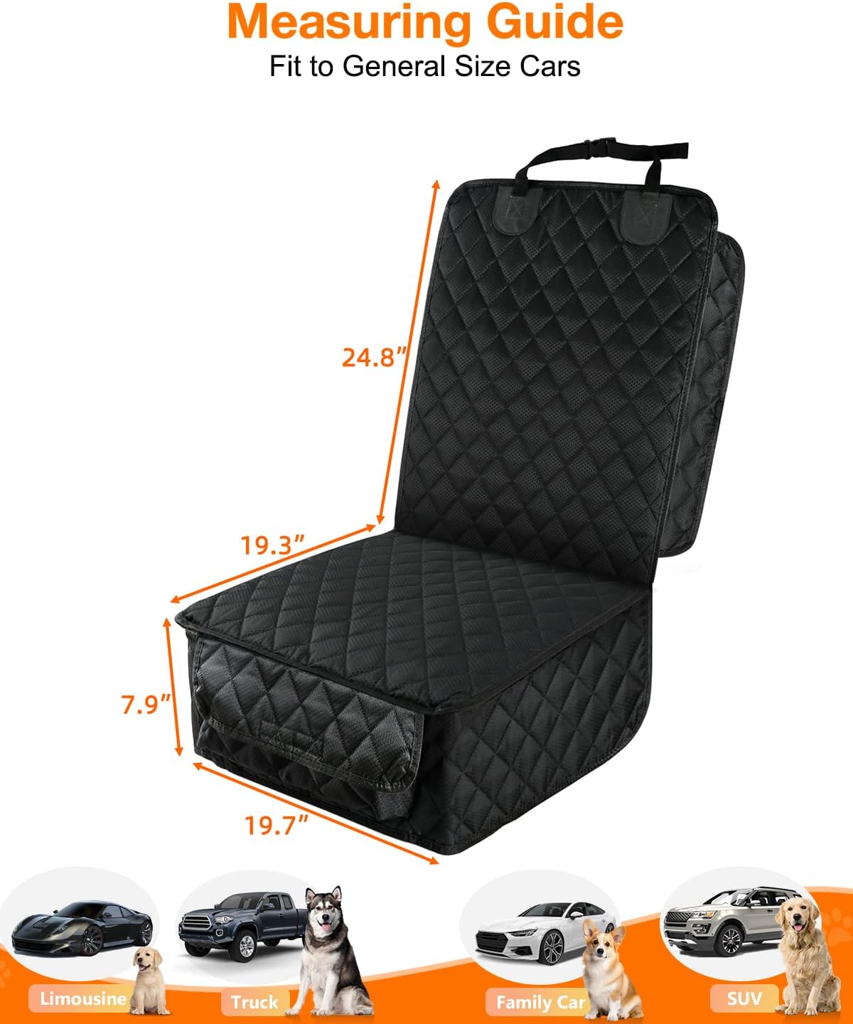 PETICON Waterproof Front Seat Car Cover 2 Pack, Full Protection Dog Car Seat Cover with Side Flaps
