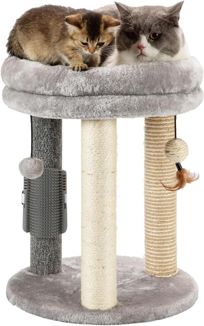 MECOOL 4in1 Small Cat Tree,Scratching Post with Tower Soft Bed, Sisal Carpet Jute Posts with Three