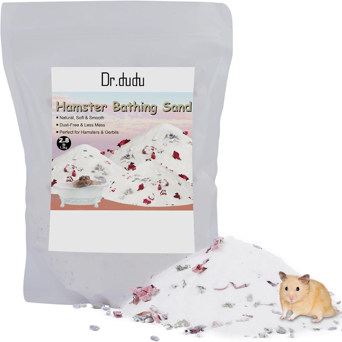 DR.DUDU Hamster Bath Sand, 2.8lb Dust Free Desert Sand or Potty Litter Sand for Hamster Chinchillas
