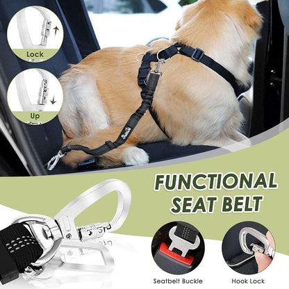 SlowTon Dog Seat Belt Harness for Car, Dog Car Harness Adjustable Mesh Breathable & Dog Seatbelt