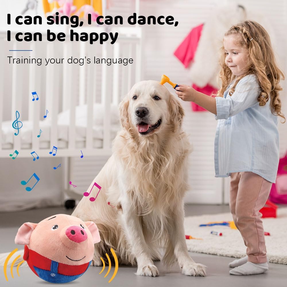 2025 Upgrade Active Moving Pet Plush Toy, Squeaky Dog Ball Toy Interactive Dog Toy for Boredom Pet