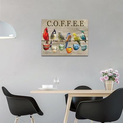 Rustic Bird Coffee Wall Art Kitchen Christ Coffee Pictures Wall Decor Farmhouse Cardinal