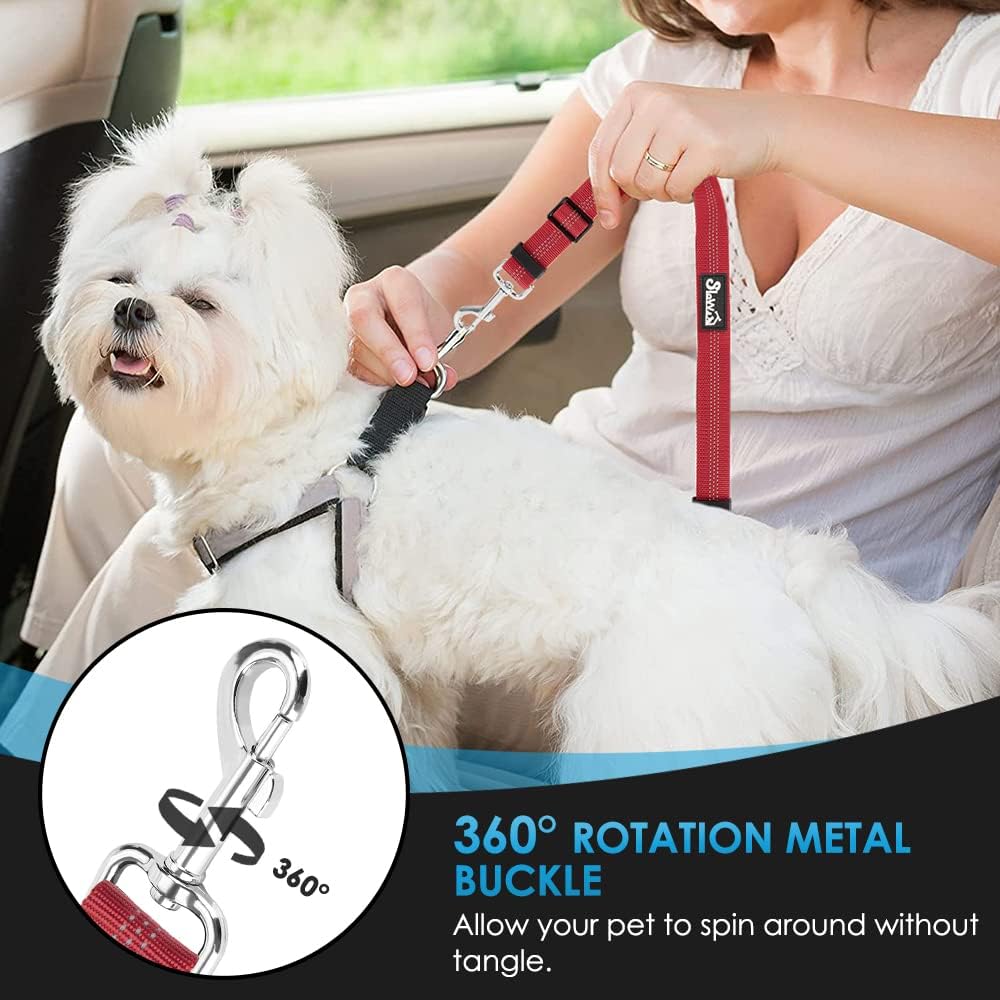 SlowTon Dog Seat Belt for Car, 2 Pack Dog Car Harness Seatbelt Adjustable with Elastic Bungee