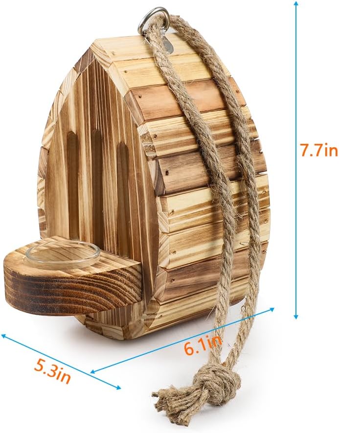 Picowe Wooden Butterfly House - Natural Habitat Nesting Box With Feeder for Butterflies, Bees