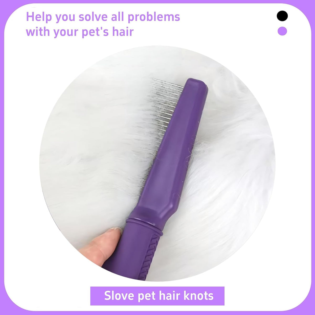 Pet Comb for Grooming Long Haired Cats & Dogs With Stainless Steel Metal Teeth for Shedding and