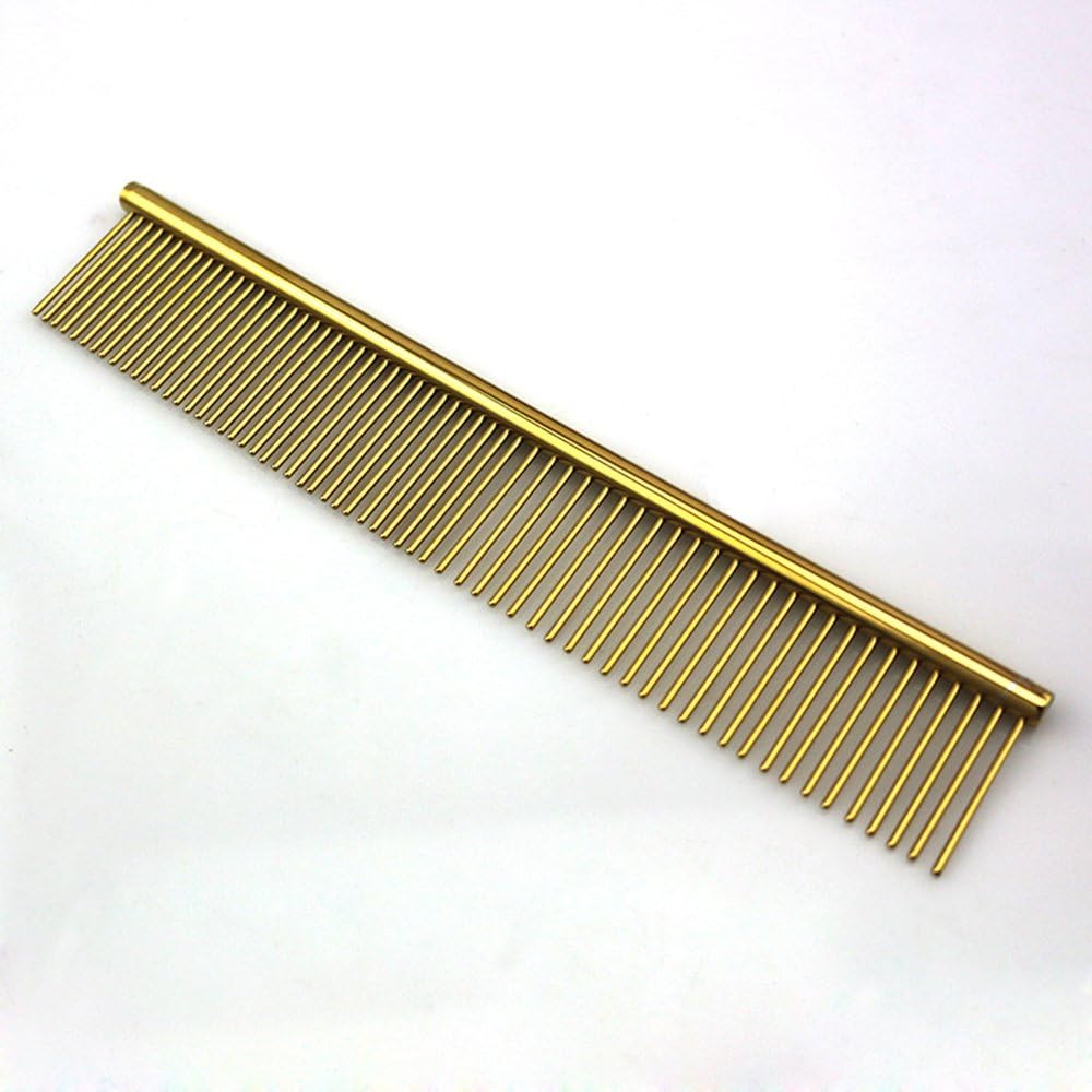 ZoCr Stainless Steel Pet Comb for Dogs Cats, Pet Grooming Comb with Different Spaced Rounded Teeth