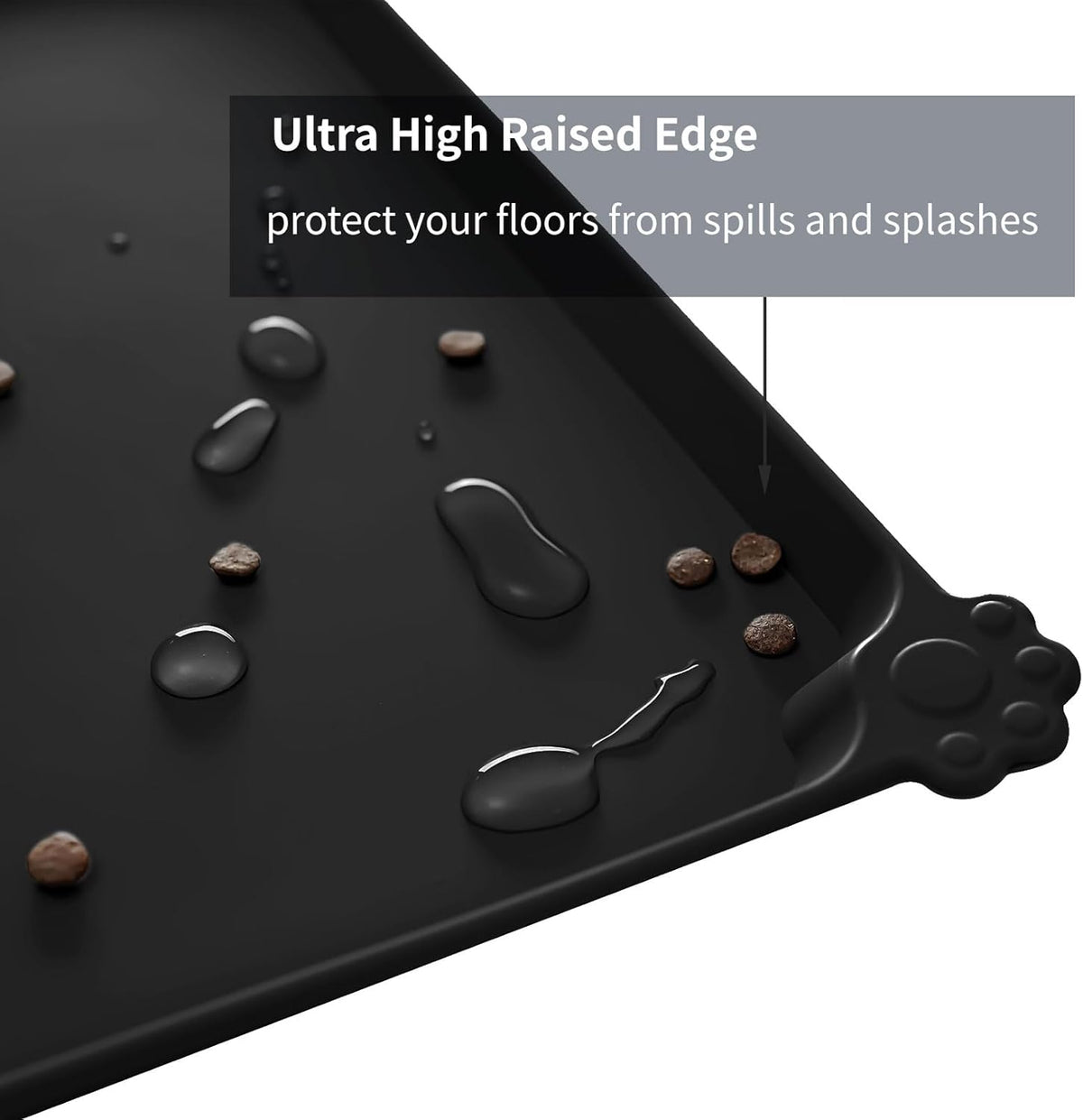 Waterproof Pet Feeding Mat with High Raised Edges, Heavier and Thicker Placemats for Cat Dog Water