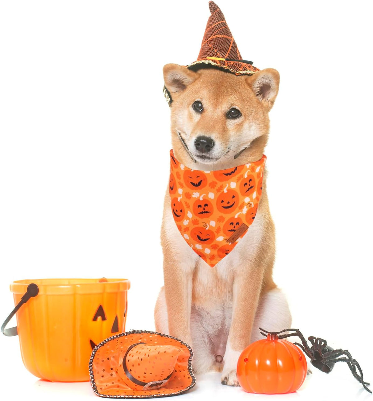 PTDECOR Halloween Dog Bandana, Reversible Holiday Pet Scarf, Multi Size, Triangle Puppy Halloween