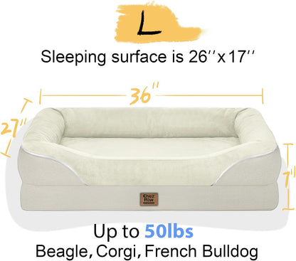 Orthopedic Washable Large Dog Bed - Egg Foam Dog Bed for Large and Medium Dogs Big Pet Beds with