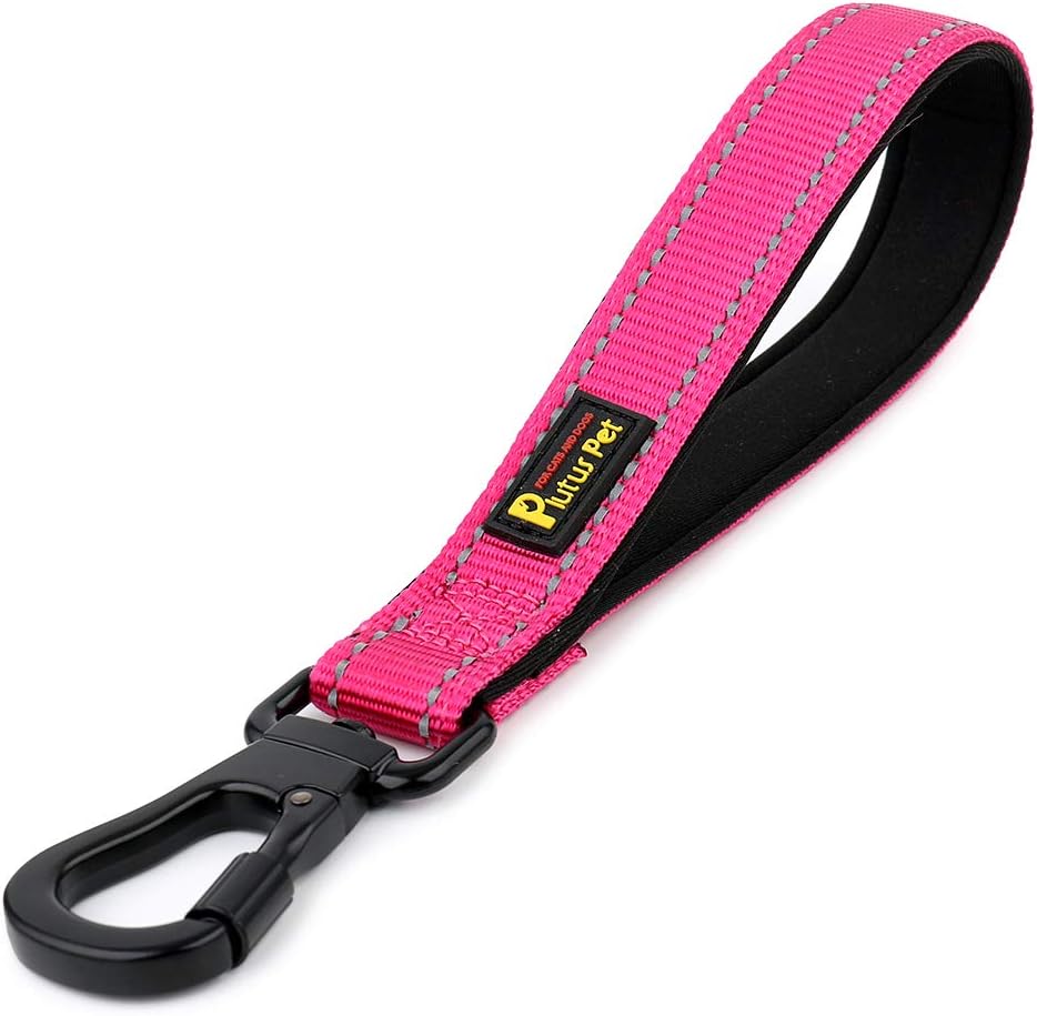 PLUTUS PET 10 Inch Short Dog Leash for Large Dogs with Locking Carabiner Clip & Padded Handle （10”