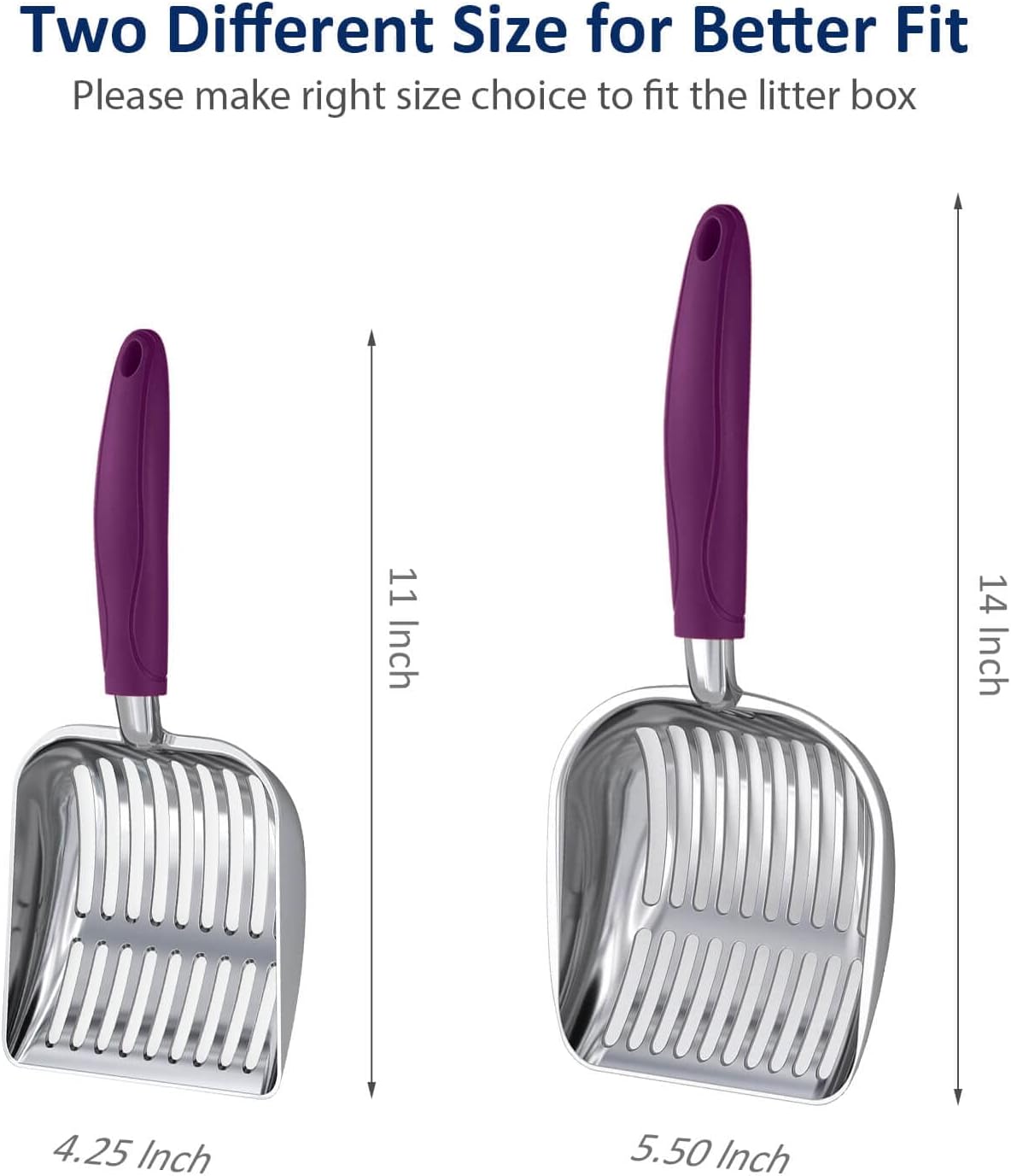 WePet Cat Litter Scoop, Aluminum Alloy Sifter, Kitty Metal Scooper, Deep Shovel, Long Handle, Poop