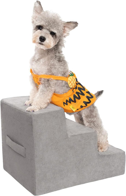 MEWANG Dog Stairs for Small & Medium Dogs and Old Cats –3/4/ 5 Steps High-Density Foam Pet Ramp for