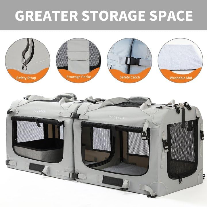 Extra Large Cat Carrier Soft Sided, Portable Small Dog Carrier for 2 Cats, 24"x16.5"x16" Car Travel