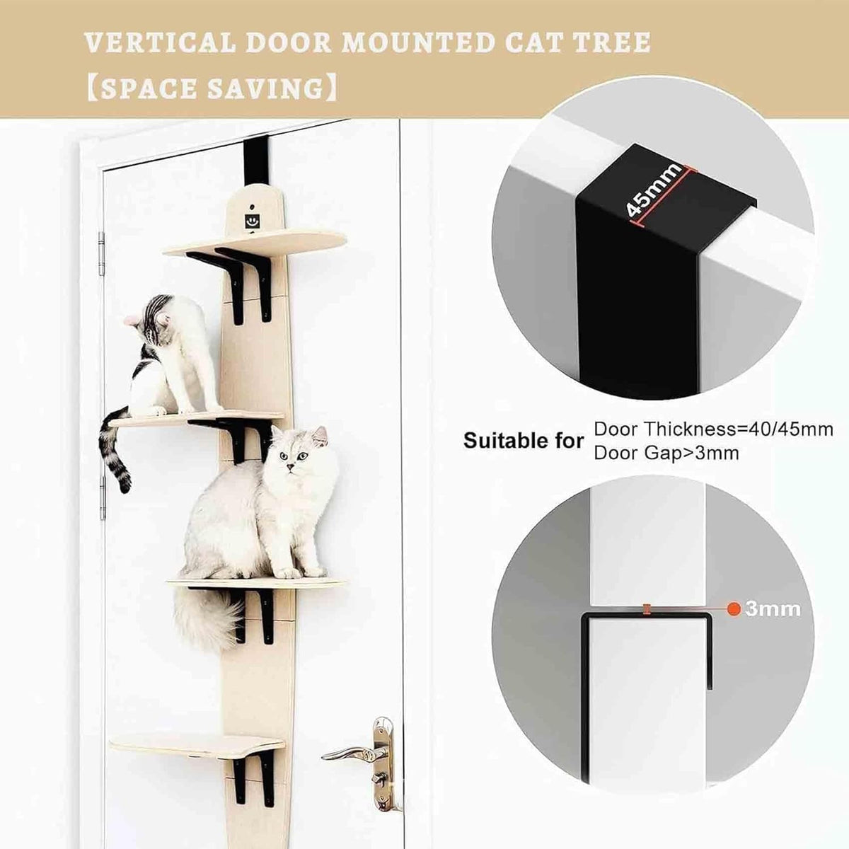 Door Hanging Cat Shelf, Multi Level Door Hanging Cat, Cat Tree Door Hanger Mounted Cat Shelves Cat