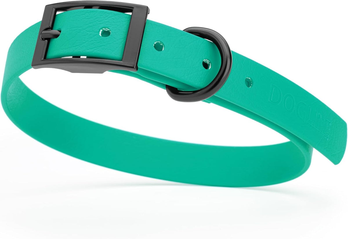 Dogline Biothane Waterproof Dog Collar Strong Coated Nylon Webbing with Black Hardware Odor- Proof