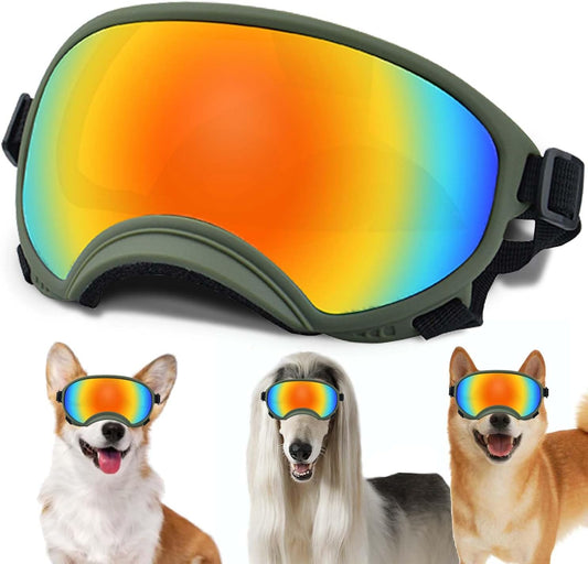 Medium Dog Sunglasses with Adjustable Strap UV Protection, Winproof Dog Puppy Sunglasses, Suitable