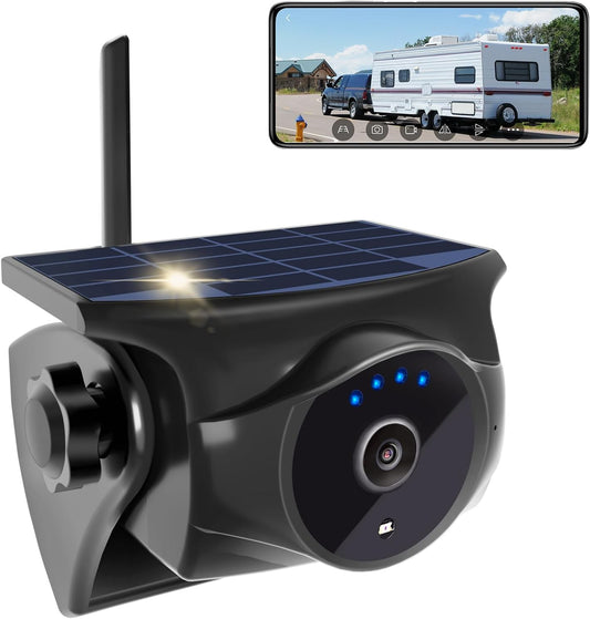 1080P Solar Wireless Backup Camera - Magnetic Hitch Rear Front Camera with Night Vision, 365-Day