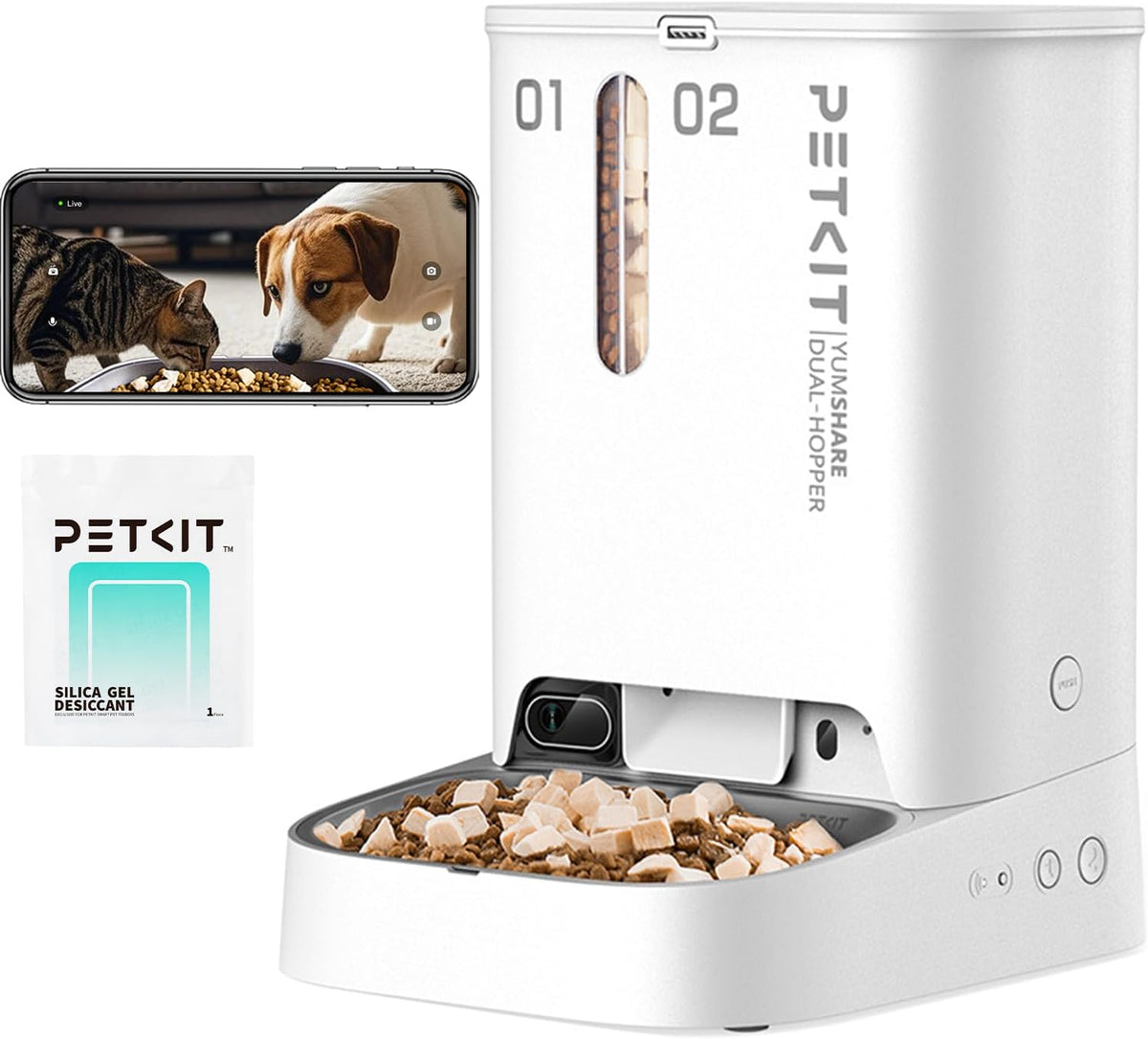 PETKIT Automatic Cat Dog Feeder with Camera, AI-Powered Motion Capturing, 1080P HD Video with Night