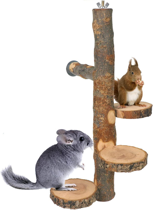 YKD Chinchilla Large Hanging Wooden Rotating Platform - Small Animals Natural Fruit Wood Standing