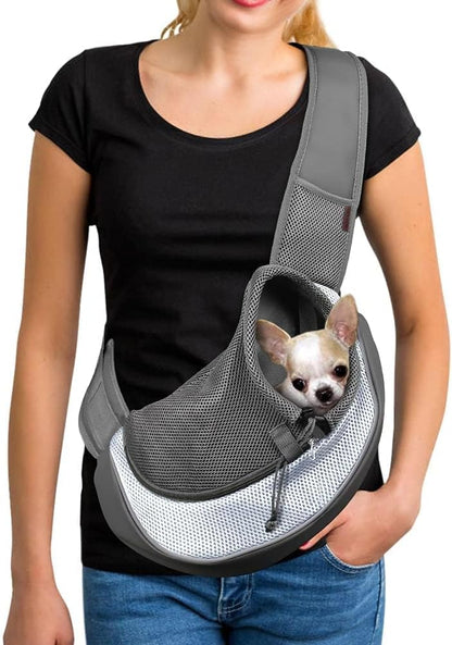 YUDODO Pet Sling Carrier for Small Dogs & Cats – Hands-Free Puppy Carrier with Safety Hook, Large
