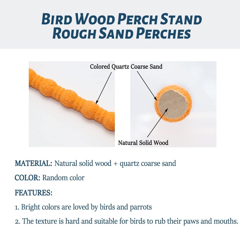 Litewoo Bird Perch Paw Beak Grinding Stick Grit Stand for Parrot Budgies Parakeet Cockatiels Conure