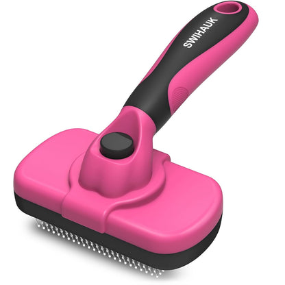 Swihauk Self Cleaning Slicker Brush for Dogs & Cats - Skin Friendly Grooming, Deshedding, Hair