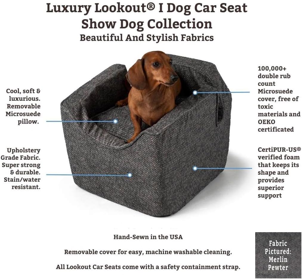 Snoozer Dog Car Seat, Lookout I Dog Booster Car Seat for Small Dogs Under 25lbs, Size: Medium
