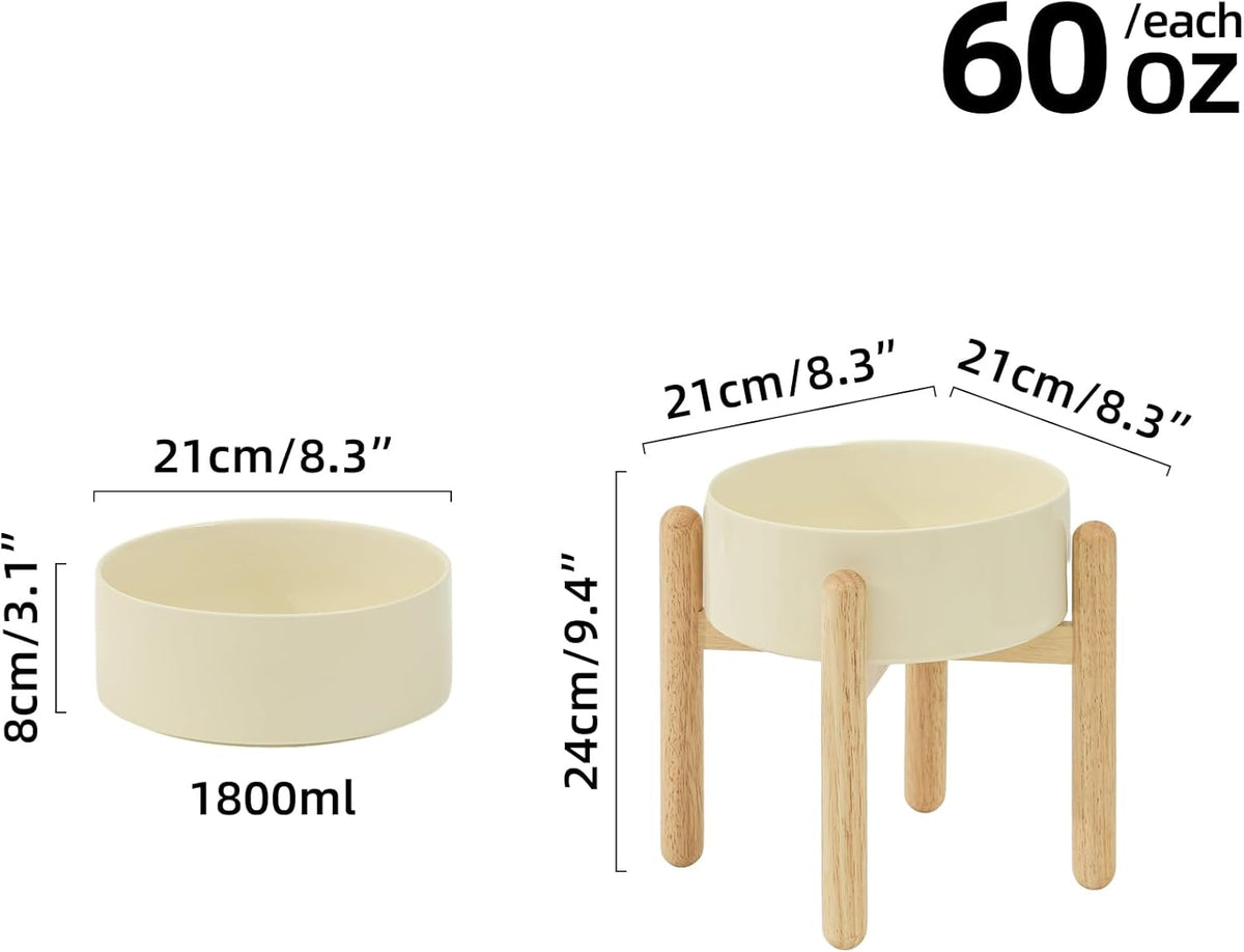 Ceramic 8.2inch Raised Dog Bowl with Stand for Large - Breed Dogs, Pet Food and Water Feeder(Single