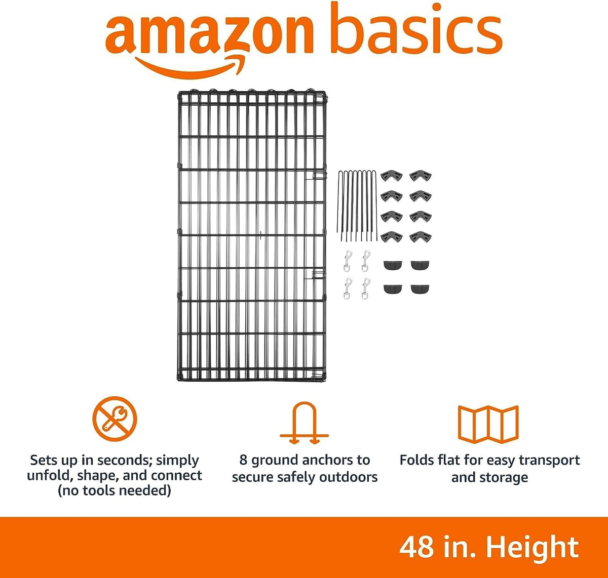 Amazon Basics Foldable Octagonal Metal Exercise Dog Playpen - Indoor/Outdoor, No Door, Extra Large