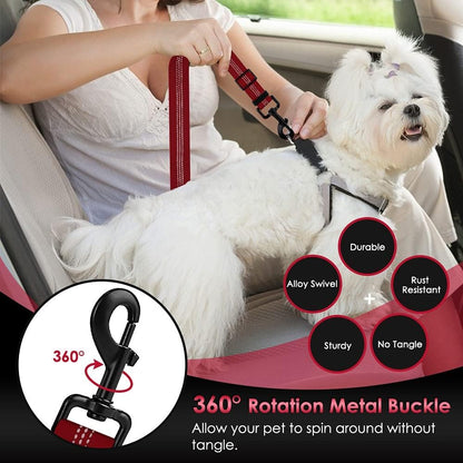 SlowTon Dog Seat Belt, Adjustable Dog Safety Belt Leash, 2 in 1 Latch Bar Attachment Dog Car