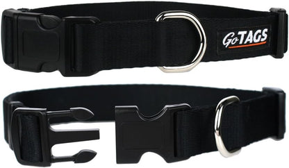 GoTags Dog Collars, Durable Solid Nylon Dog Collars in 5 Color Options and 4 Adjustable Sizes for