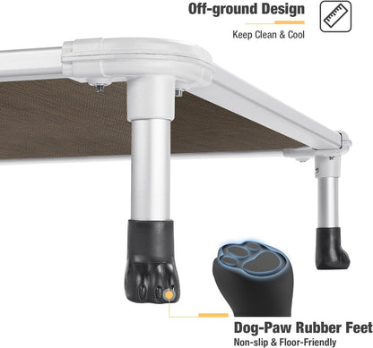 Veehoo Chew Proof Elevated Dog Bed - Cooling Raised Pet Cot - Silver Aluminum Frame and Durable