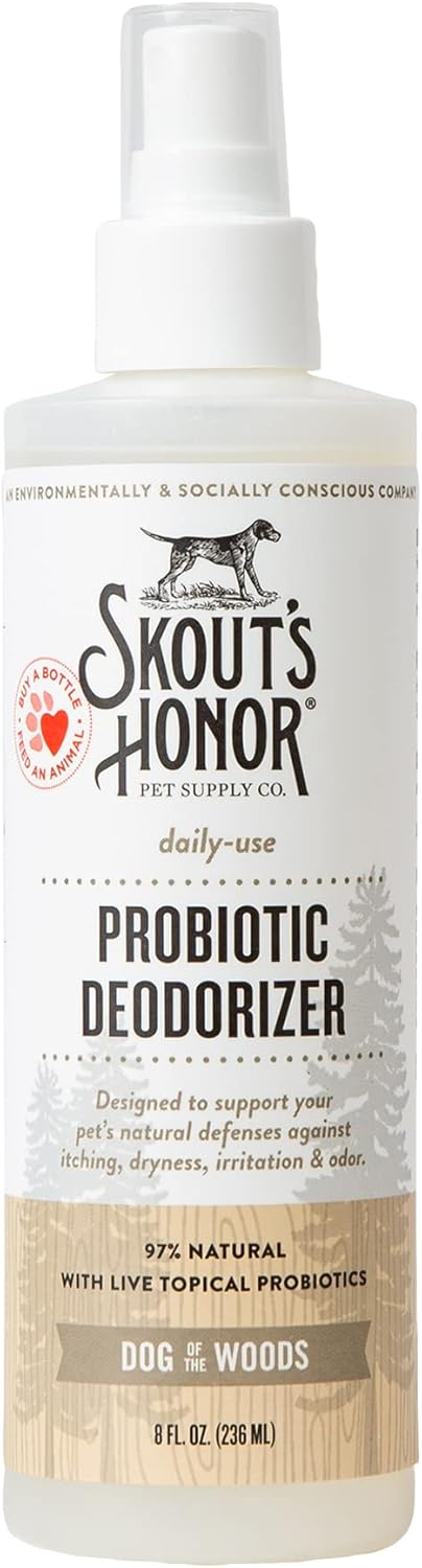 SKOUT'S HONOR Probiotic Pet Deodorizer Spray- Hydrating Daily-Use with Avocado Oil & Omega-3s