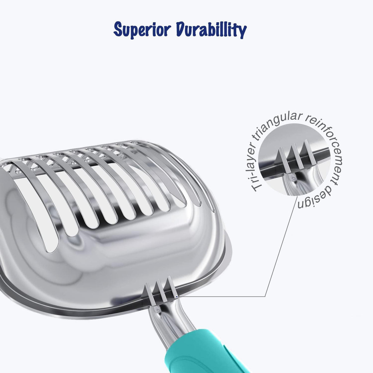 WePet Cat Litter Scoop, Aluminum Alloy Sifter, Kitty Metal Scooper, Deep Shovel, Long Handle, Poop