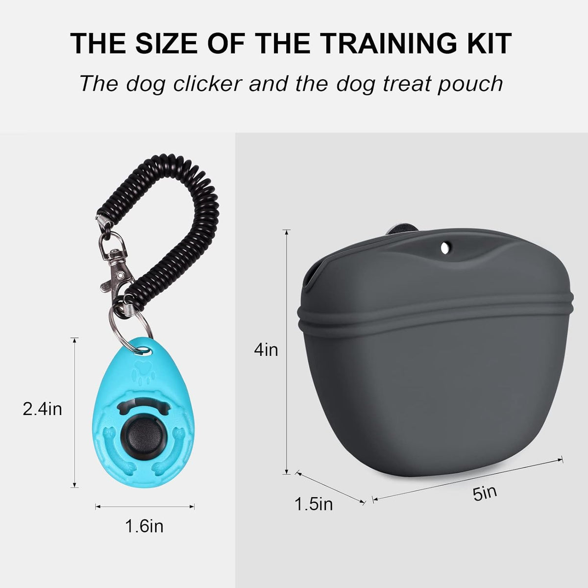 Left&Right Dog Clicker Training Kit,Silicone Dog Training Treat Pouch and Dog Clickers,Dog Treat