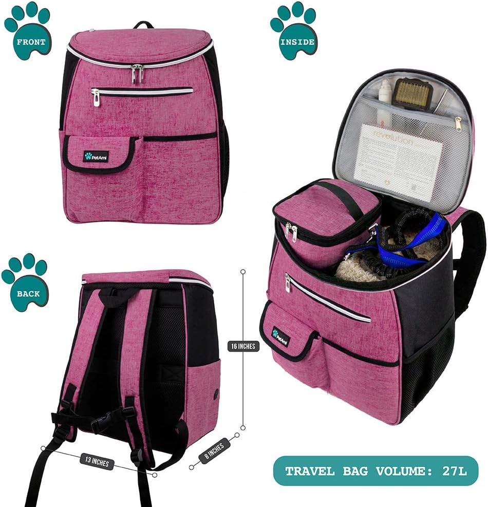 PetAmi Dog Travel Bag Backpack, Airline Approved Dog Bags for Traveling, Puppy Diaper Bag Supplies