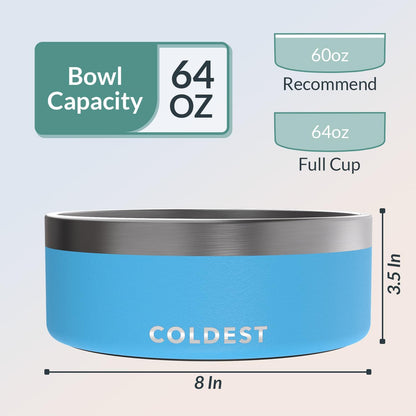 Coldest Dog Bowl - Anti Rust Metal, Non Slip, 3 Layers Insulated Stainless Steel Dog Bowls - Spill