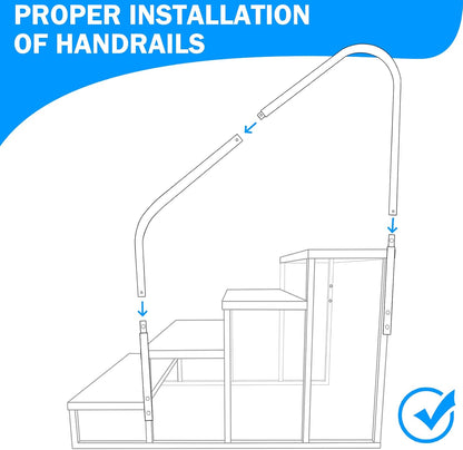 RV Step Stool, 4 Step Ladder, Hot Tub Steps with Handrail, Portable Pool Ladder, 660Lbs Heavy Duty