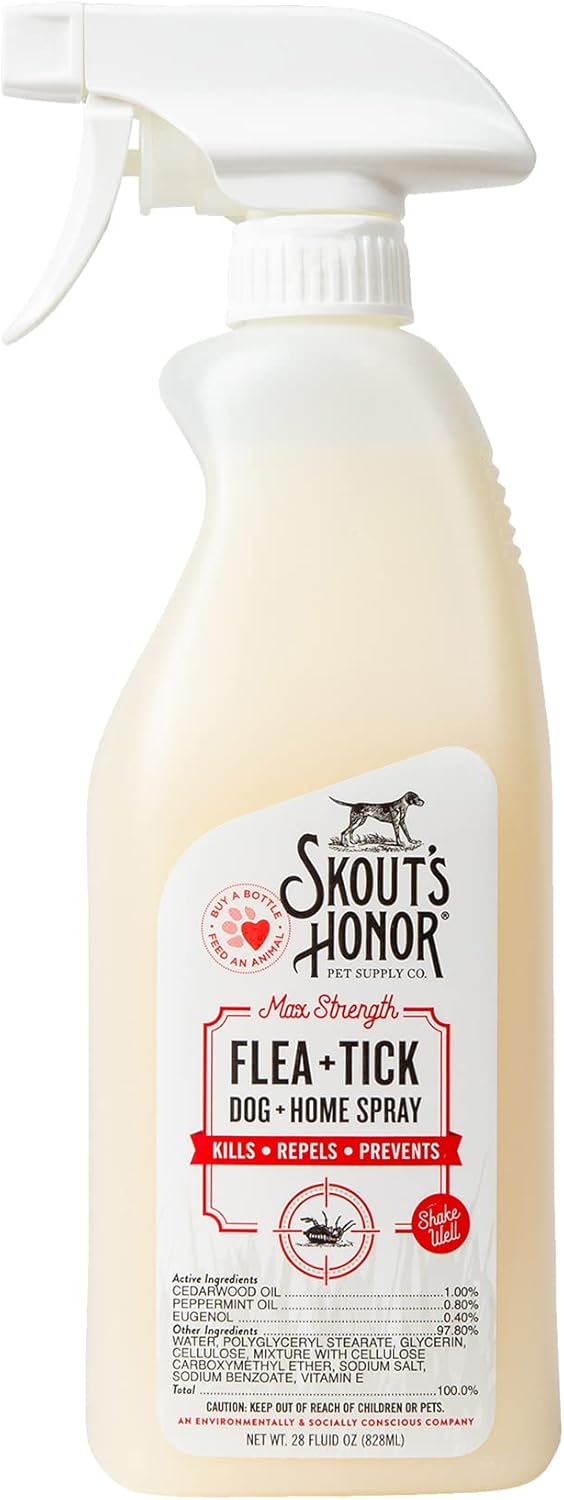 Skout's Honor Flea and Tick Dog & Home Spray - Natural Peppermint & Cedarwood Formula, Helps to