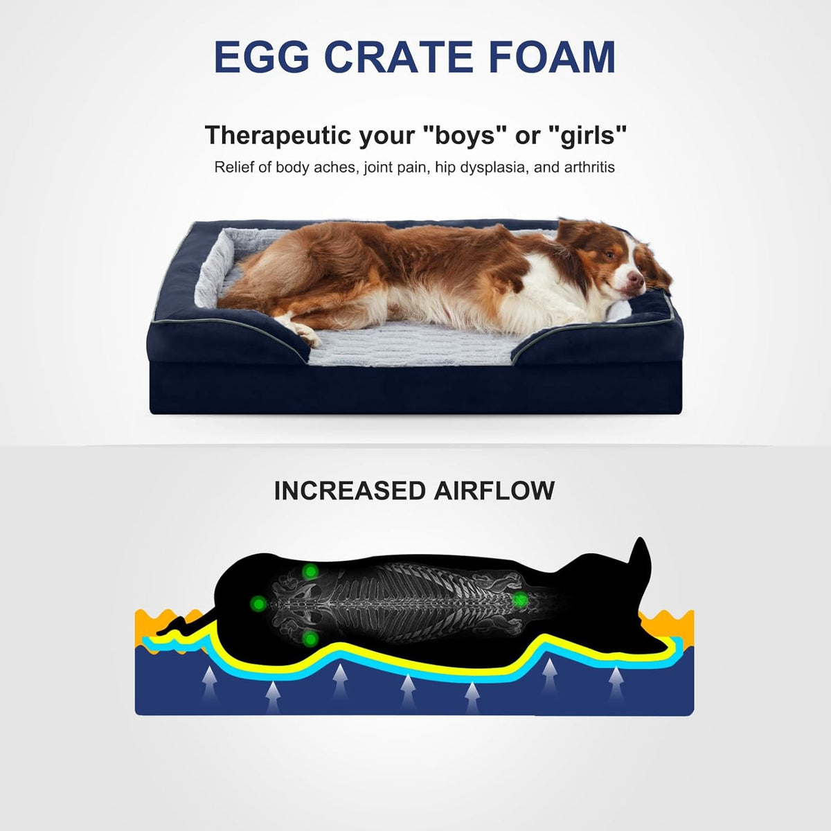 FURTIME Orthopedic Dog Bed for Extra Large Dogs - XL Plus Washable Dog Sofa Beds, Supportive Foam