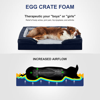 FURTIME Orthopedic Dog Bed for Extra Large Dogs - XL Plus Washable Dog Sofa Beds, Supportive Foam